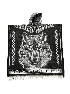 Unisex Wolf / Lobo "Pack Leader" Poncho / Gaban with Hoodie / Gorro