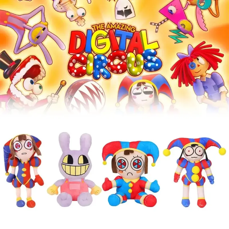 The Digital Circus Character Stuffed Animals - Fluffy Kawaii Pomni, Ragatha, Jax Clown Plush Dolls for Kids, Christmas Presents, Home Decor, Stuffed Animal