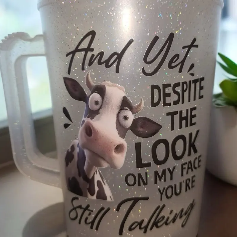 34oz HIP SIPS Mug with Lid & Straw - Bridal Party Mug, and despite the look on my face, you are still talking, funny mug, sarcastic mug, Drinkware - Tumbler Washable Coffee Reusable, fun, trendy Cup Lightweight Reuse Stylish