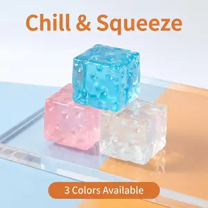 Clear Fake Ice Cube Moldable Squish Fidget Toy | Transparent Glossy Hobby Squeeze Sensory Toy, High Playability Stress Relief Squishy for Adults & Kids Anxiety Release