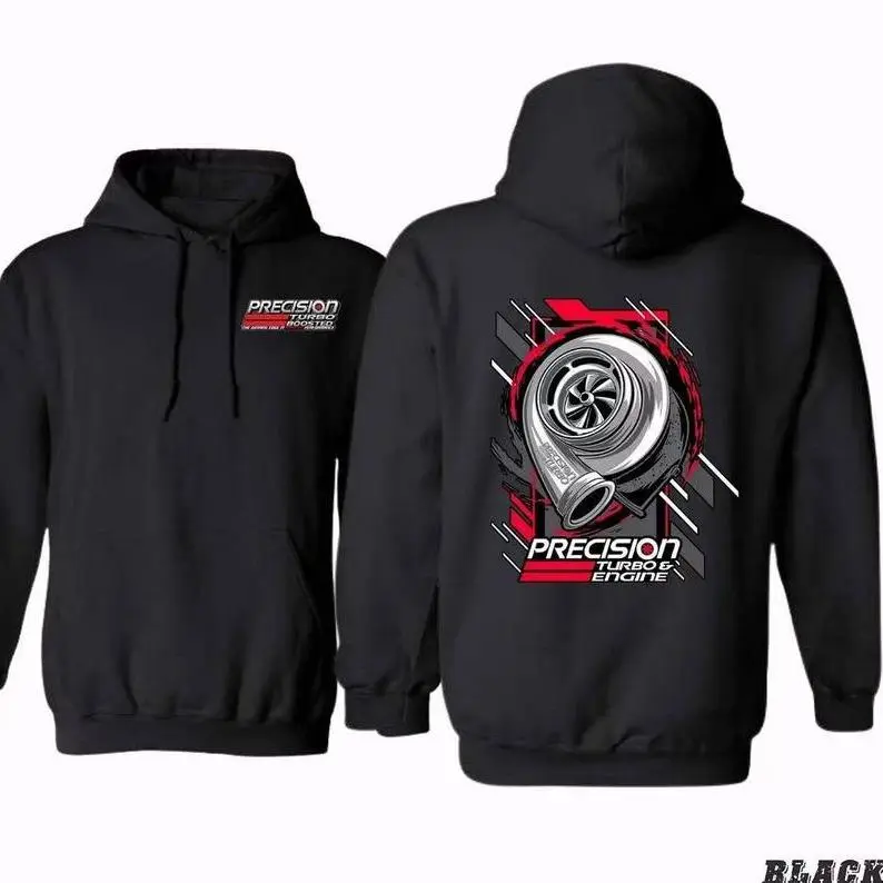 Men's Turbo Engine Graphic Print Hoodie - Long-Sleeve Pullover Sweatshirt, JDM Racing-Inspired Casual Automotive Streetwear Top for Car Enthusiasts (Unisex Fit), Sweatshirts Black