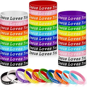 30pcs Jesus Loves You Silicone Bracelets, Colorful Christian Jewelry, Unisex Party Gifts, Perfect for Men and Women, Gift Essentials