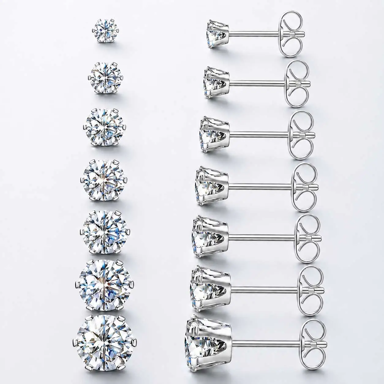 Silver Gold Black Stud Earrings Set 7Pairs Hypoallergenic Cubic Zirconia Titanium Stainless Steel Silver Rose Gold Black CZ Cartilage Stud Earrings Jewelry Sets for Women Men, 2-8mm CZ Stud Earrings, Ear Stack Earrings, Multiple Piercing Earrings