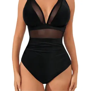 BIGWIG Women's One-Piece Swimsuit — Tummy Control & Butt-Lifting, Full-Coverage Mesh Design, V-Neck & High-Waisted Style, Adjustable Straps, Sheer Tummy-Control Swimwear.beach vacation outfit #SummerVibes