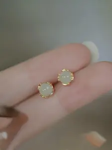 Elegant Fashion Faux Jade Stud Earrings, Simple Design Stud Earrings for Women, Fashion Jewelry for Party, Daily Clothing Decor, Trendy All-match & Exquisite Jewelry for Birthday Gift