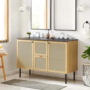 Chaucer 48" Double Sink Bathroom Vanity in Oak Black