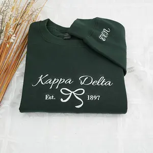 Custom Sorority Embroidered Sweatshirt, Custom Coquette Bow Crewneck Sweatshirt, Matching Big Little Gift, Personalized Women Sweatshirt