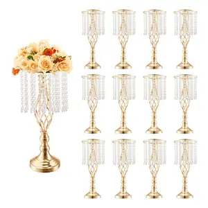 12 Pieces 49 Cm / 19.3 Inch Tall Crystal Wedding Flower Stand Vases Set For Elegant Centerpieces, Wedding Reception Decor, Party Table Decor, Bridal Bouquet Display, Event Florals, Home Decoration And Gift Ideas
