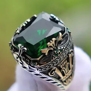 Vintage Silver Hand Carved Men's Ring, New Punk Style Ring Ideal for Men's Daily Wear