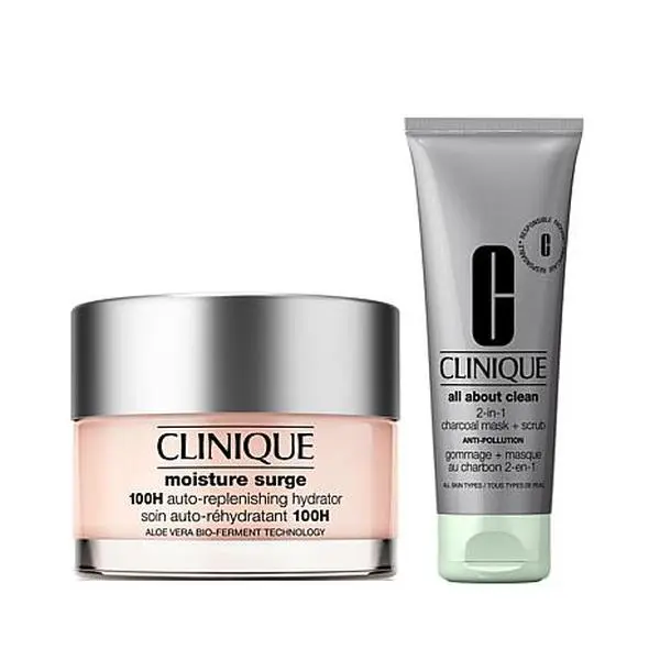 Clinique All About Clean Charcoal Mask & Scrub & Moisture Surge Bundle Clinique All About Clean Charcoal Mask & Scrub & Moisture Surge Bundle