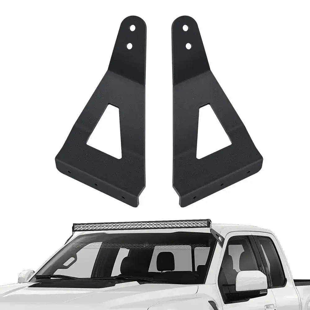 Nilight 52-Inch Curved Light Bar Brackets - Metal Car Accessories, Upper Windshield Roof Cab Mounts for 2004-2018 Ford F150 & SVT Raptor (Pair, Rivet Installation for Secure Fit), Accessories For Car