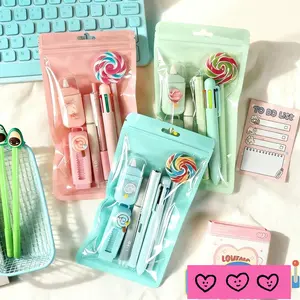 6pcs Cute Stationery Set, Multifunctional Pen Set Includes Fluorescent Pens, Neutral Pens, Six-Color Ink Pen, Acrylic Pen, Correction Pen, Eraser, Office School Supplies