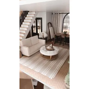 Cream Textured Area Rug