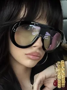 Retro Large Frame Transparent Eyeglasses, Anti-Blue Light PC Lens, Casual Style Unisex Fashion Glasses, for Daily Wear, Reading & Writing, Stylish Protective Glasses