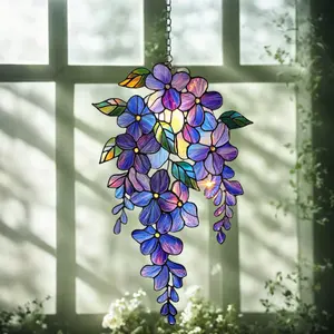 Handmade Acrylic Wisteria Suncatcher – Holographic Floral Window Decor
