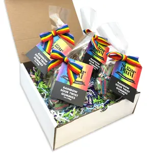 Sugar Plum Chocolates Rainbow Gummies - Sour Novelty Candy Gift Box - 4 Bags 7 Oz. Each - 28 Oz. Total