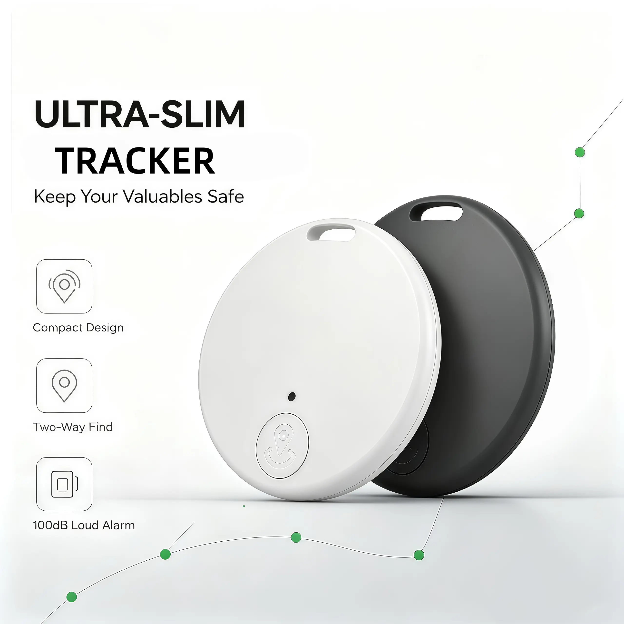 Smart Anti-Lost GPS Tracker Key Finder - Wireless Smart Control Weather Resistant Device with 2-Way Find, 100dB Loud Alarm, Compass Module, Multi-Mode, Map & Navigation, Ultra Slim Lightweight for Keys Wallets Pets, Holiday Gift for Men Women