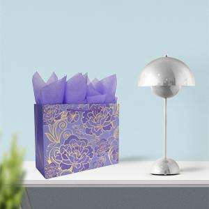 Mother's Day 13" Large Rose Purple Gift Bag Set with Greeting Card and Tissue Paper for Women or Girls for Celebrating Birthdays, Mother's Day, Valentine's Day, Weddings, Anniversaries