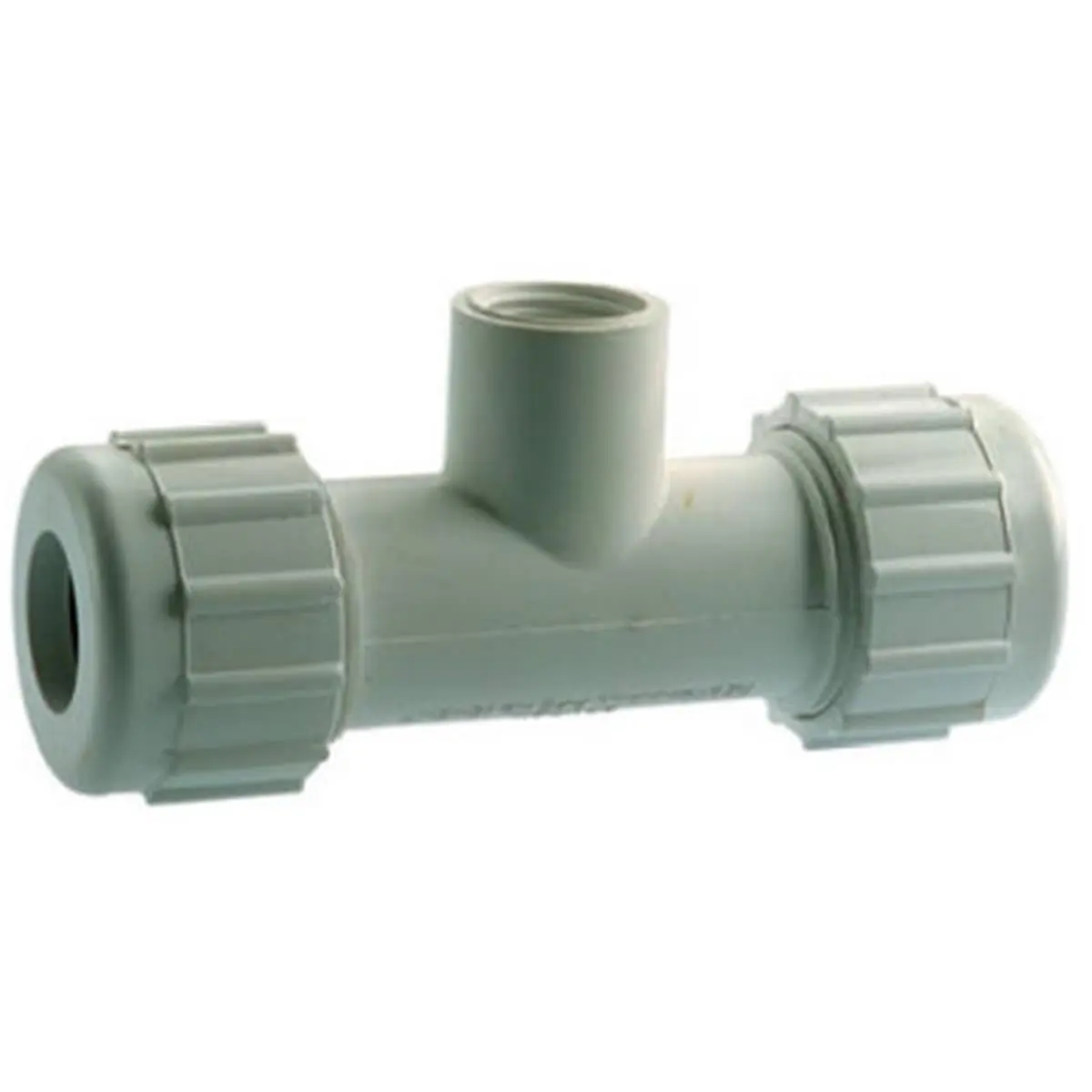 212 MAIN 1.5 in. PVC Compression Tee with Compression Seal, Cold Water Compatible, PVC Material, Rubber Gasket, Rubber Nuts (Model 511-48-112-112-112B)
