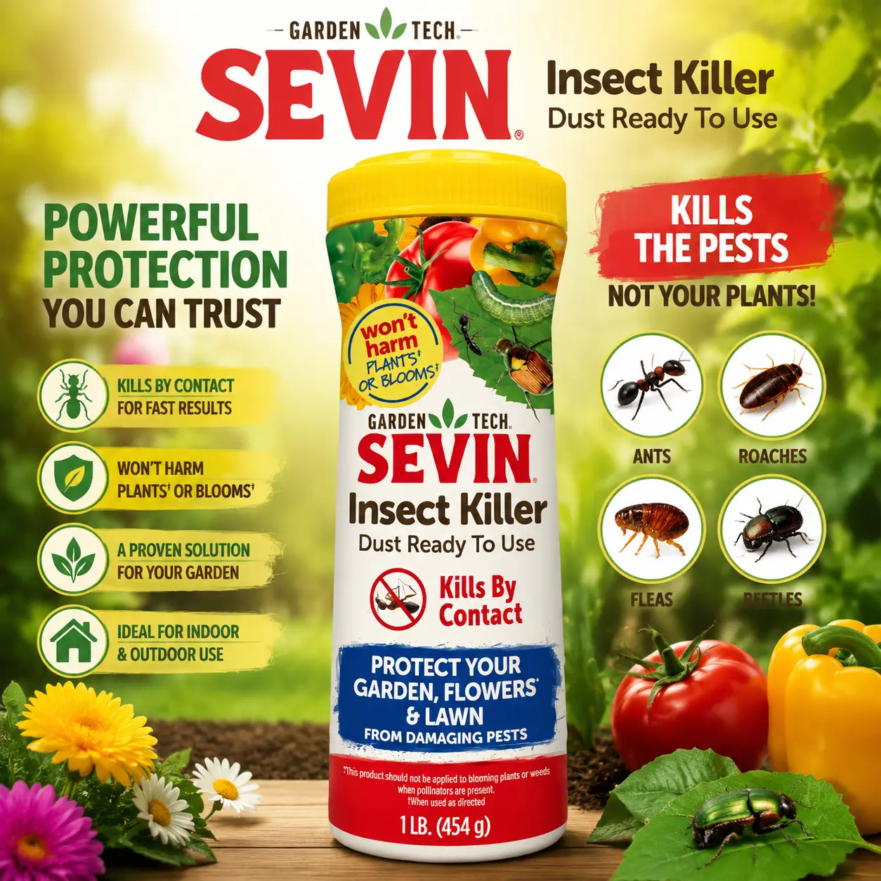 Sevin Insect Killer Dust - 1 lb White Label, Multi-Purpose Indoor Home Pest Control Supply