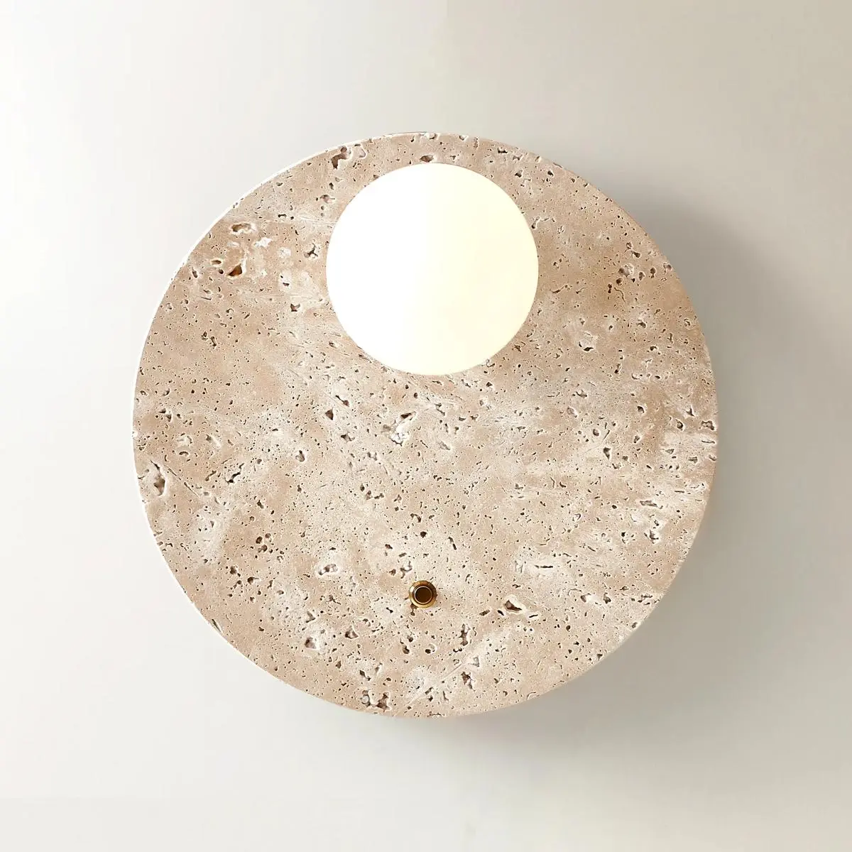 Z Gallerie Eden Travertine Sconce - Contemporary Refined Design, Natural Beauty, Frosted Glass Globe, Softly Diffusing Light, Decorative Ambiance Lighting for Hallways, Bedrooms