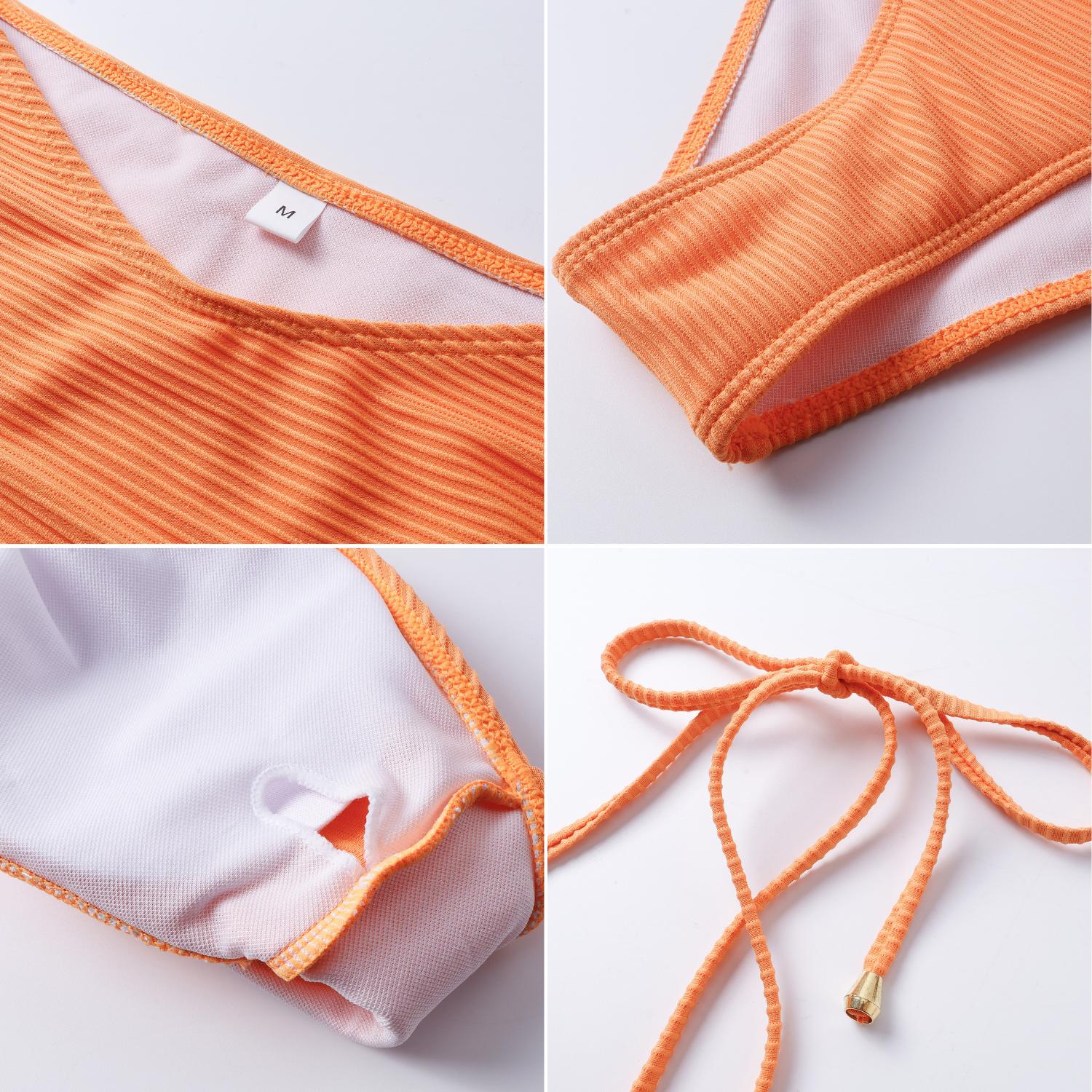 Women's 3 Pieces Bikini Set Backless Halter Neck Top With Drawstring Swimsuit Set with Beach Skirt