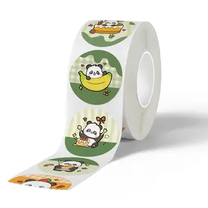 500/roll Cartoon Panda Emoji Pack Children's Encouragement Sticker Series Sealing Stickers for Cups, Laptops, Suitcases, DIY Notebook Decoration Stickers, Birthday Gifts