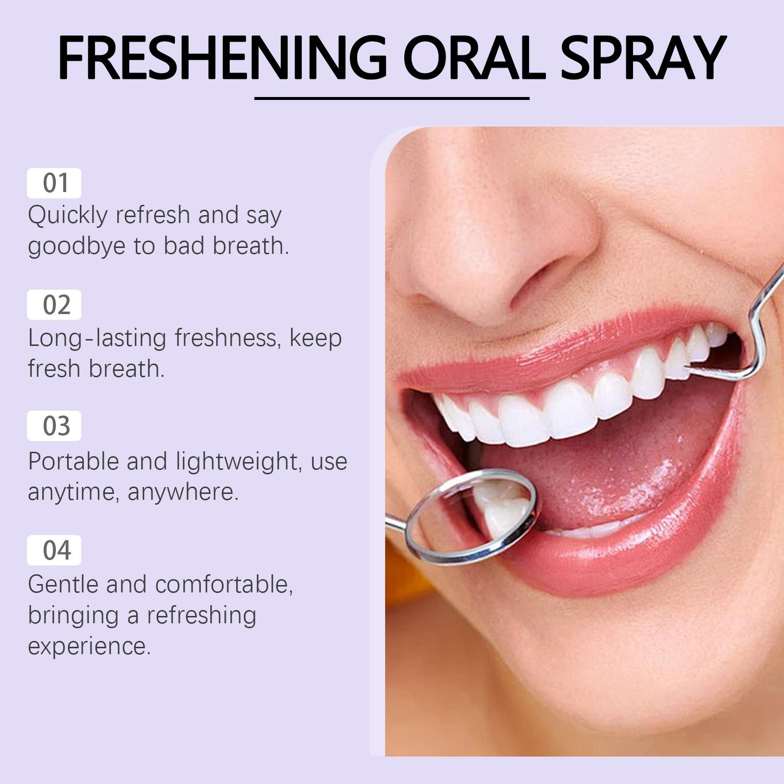 Freshening Oral Spray Portable & Convenient Long-Lasting Freshness Effectively Reduce Bad Breath & Clean Mouth Cleanser for Travel Daily Use - Cleansing