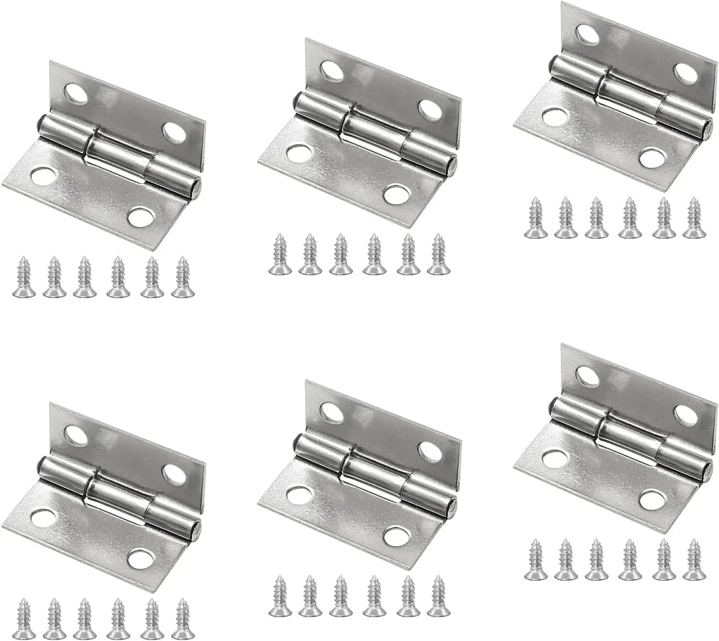 Piutouyar 6Pack Butt Hinge 1 Inch Mini 304 Stainless Steel Small Cabinet Folding Craft Hinges with Mounting Screws for Boxes Gate Drawer