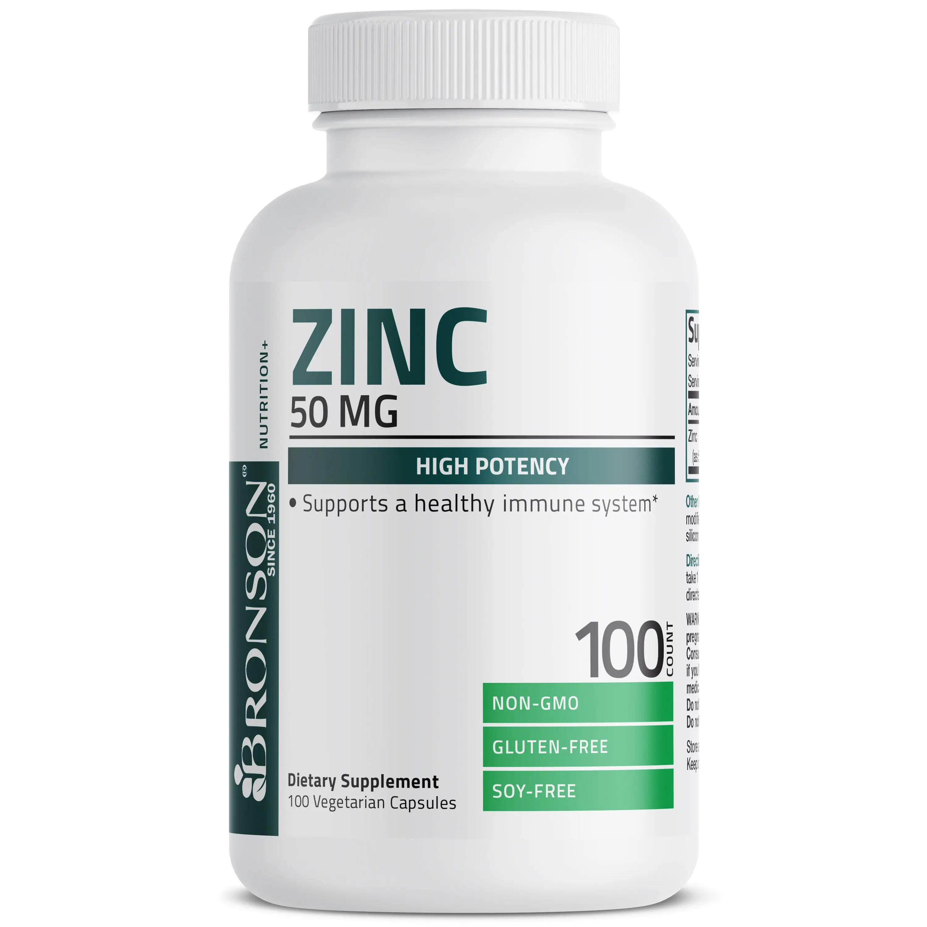 Bronson Zinc 50mg Complex (Zinc Oxide 50% & Zinc Picolinate 50%) High Potency Supplement, Immune Support*, Antioxidant*, Dietary Supplement, Non GMO, Gluten Free Vitamins