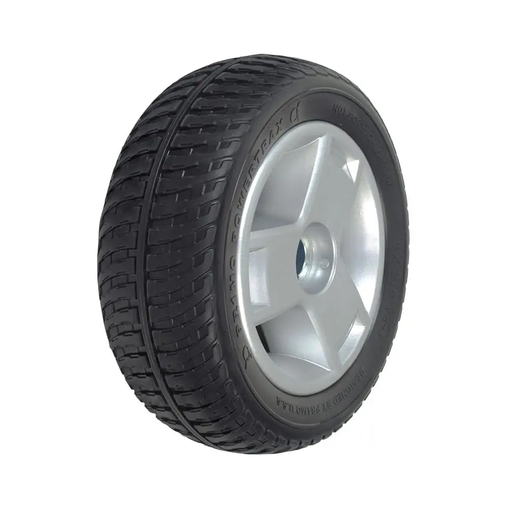8"x2.50" Black Flat-Free Rear Wheel Assembly with Silver Tri-Spoke Rim for Go-Go Scooters (WHLASMB1864)