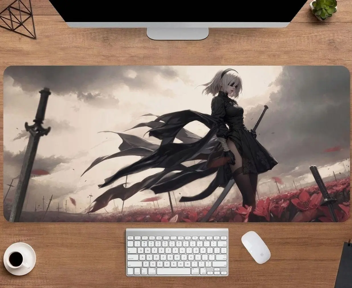 NieR Automata Desk Mat | NieR Automata 2B Mouse Pad | Large Desk Pad | Gaming Desk Decor
