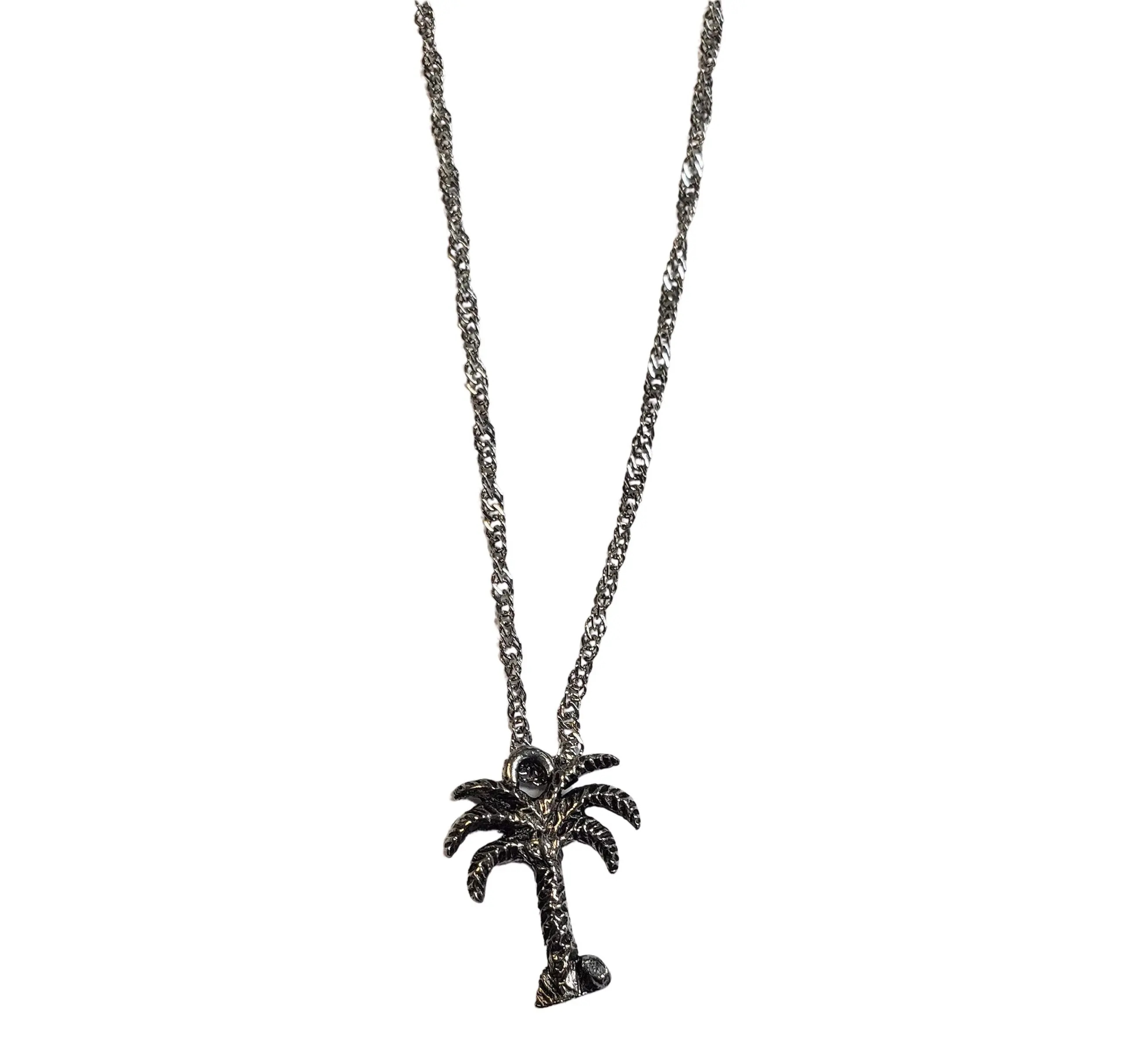 Palm Tree Charm Necklace, 1.5 mm Stainless Steel Jewelry, Ideal for Promise of Escaping, Tropical Place Escape