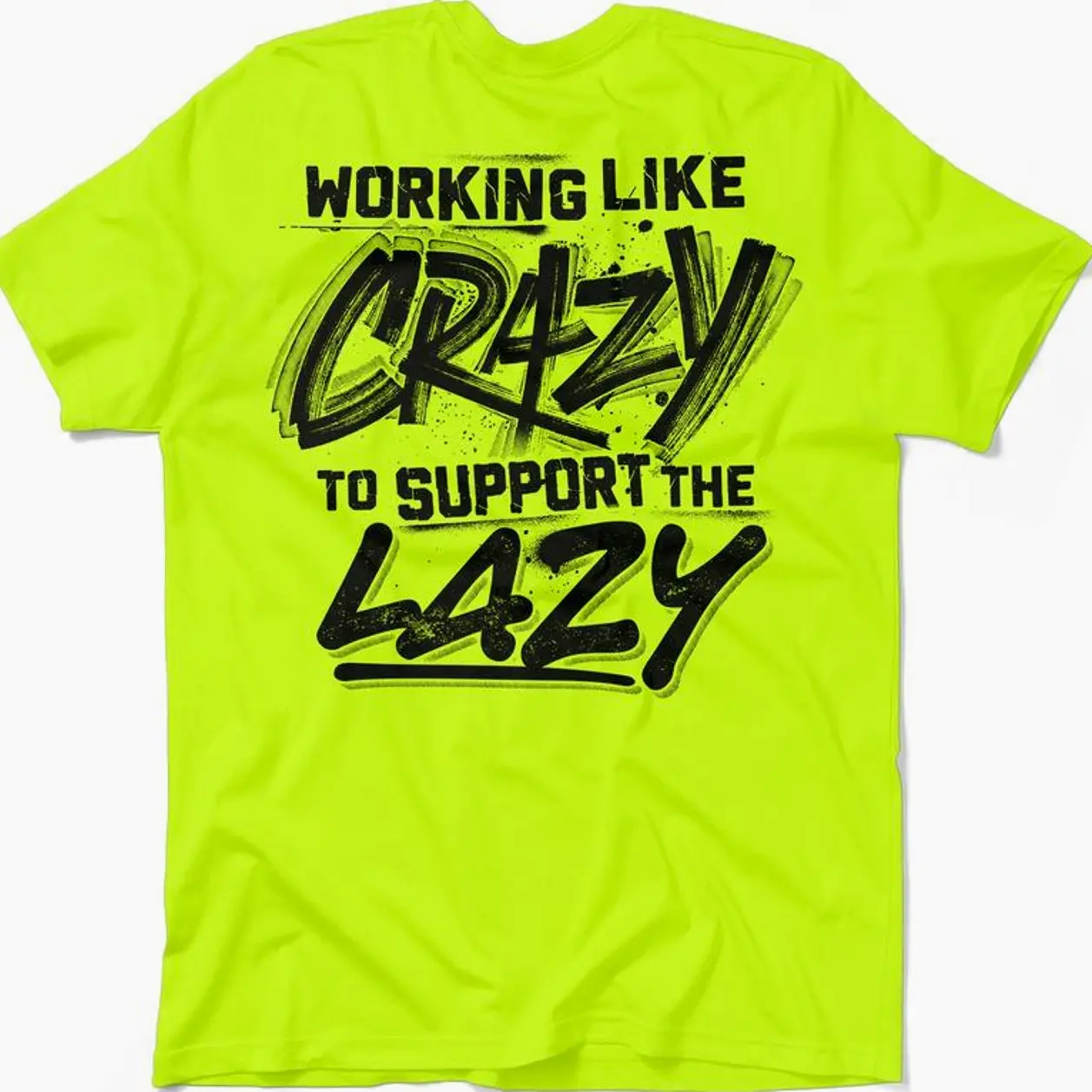 Crazy - Men's Hi Visibility Safety Yellow Work T-Shirt Jersey Menswear Cotton/Poly Blend | Graphic tees Apparel | Funny, Sarcastic Half sleeve Shirt 5W6KT