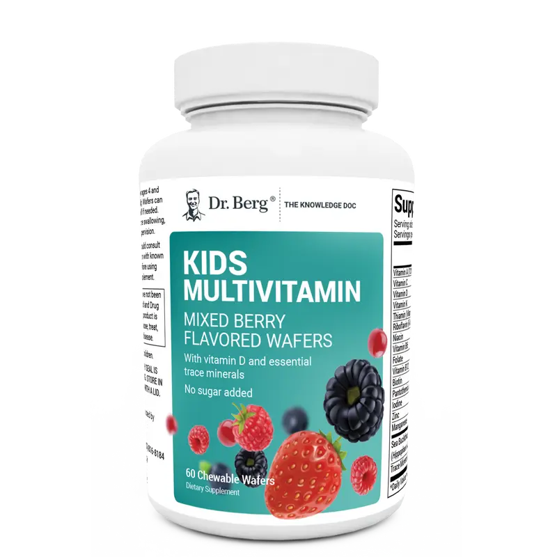 Kids Multivitamin No Sugar Added - Mixed Berry Chewable Vitamin - 60 Wafers Dietary Healthcare Supplement