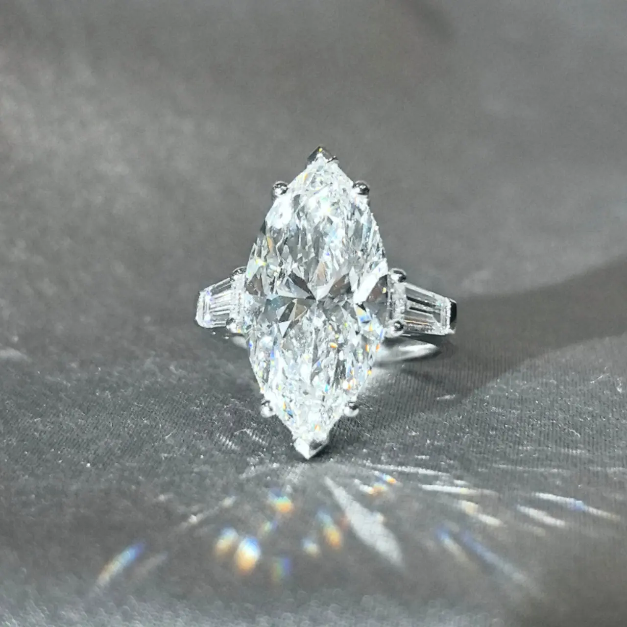 10-carat marquise-cut platinum-set diamond ring