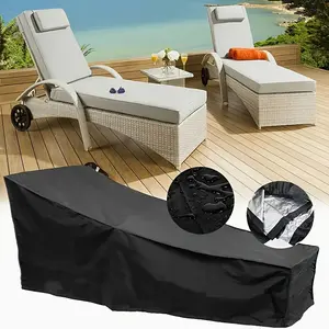 Waterproof Outdoor Patio Chaise Lounge Chair Cover, UV Resistant Oxford Fabric, Adjustable Elastic Hem, Fits Most Chairs