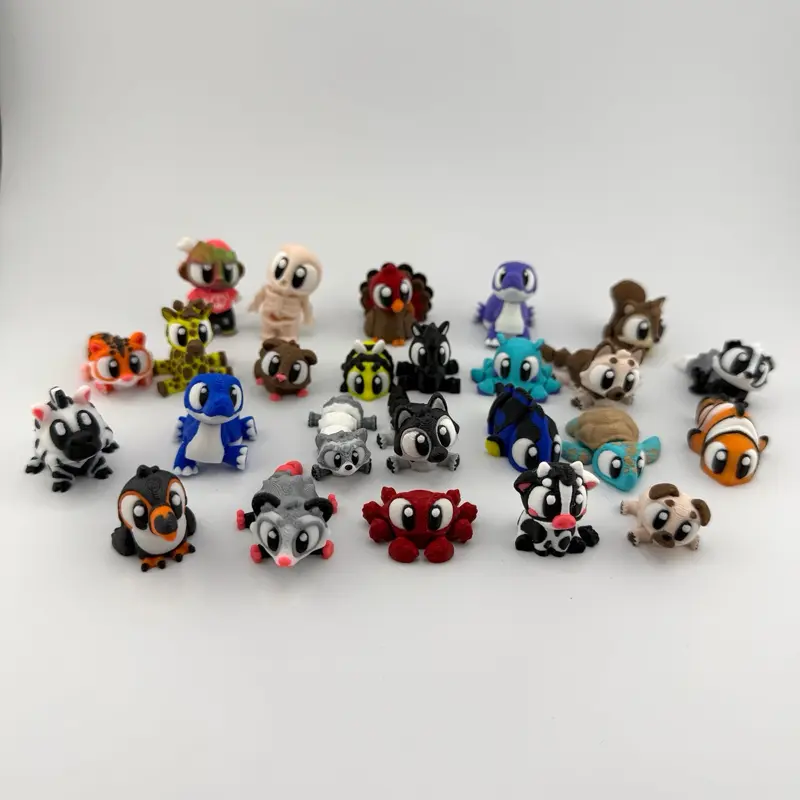 Cute 3D Printed Acticuating Mini Fidget Animals Assortment Bundles - Great Gift and Desk Fidget Minis