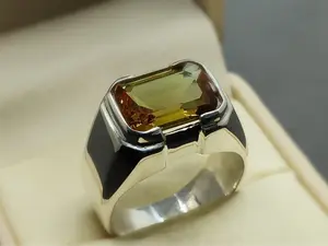 Emerald Color Changing Created Alexandrite Sterling Silver 925 Handmade Mens Plain Ring