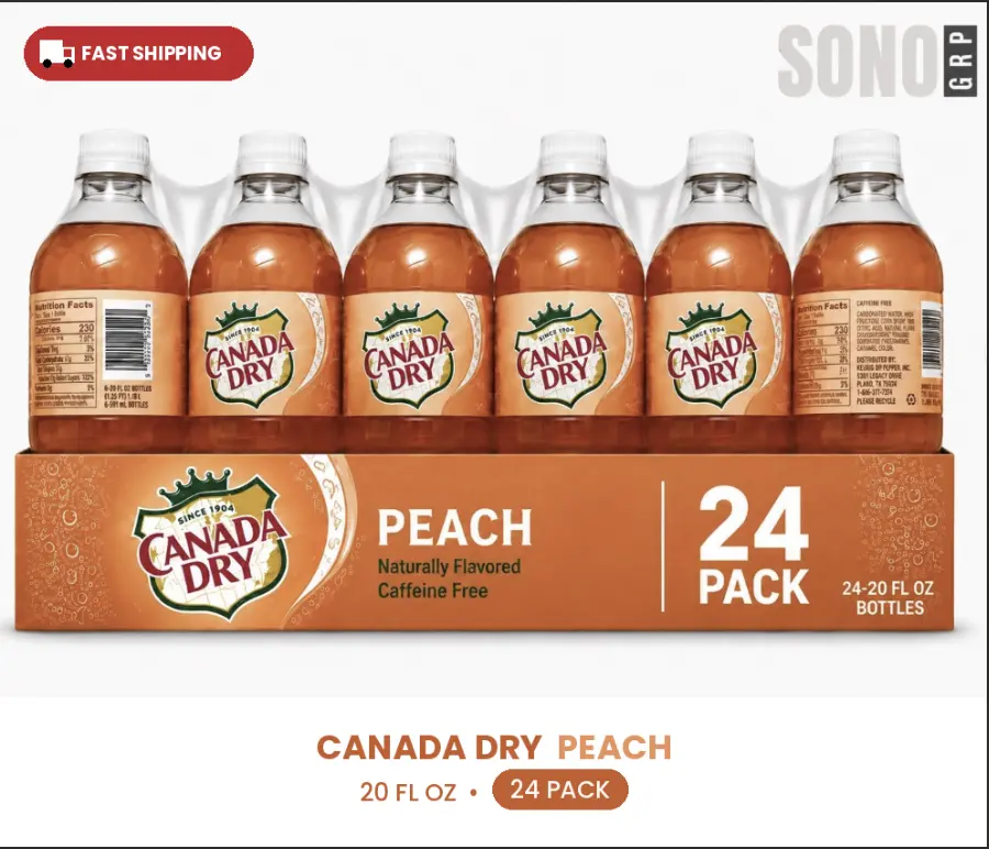 Canada Dry Peach Soda 20 Oz (24 Pack) Canada Dry Peach Soda 20 Oz (24 Pack)