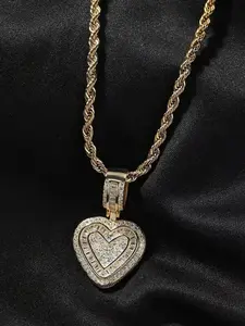Vintage Twisted Rope Heart Pendant Necklace, Classic Design for Elegant Style, Perfect for Casual to Formal