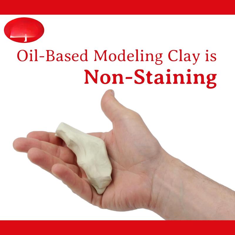 and Non-Drying Oil-Based Plasticine Modeling Clay, Cream, 2 Pounds, Sulfur-Free & ,  for , Beginners, and Artists,  for Arts and Crafts Projects