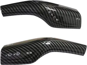 Compatible with Tesla Model 3 Model Y Column Gear Shift Cover Lever Steering Wheel Interior Protection Accessories (Carbon Fiber Pattern)