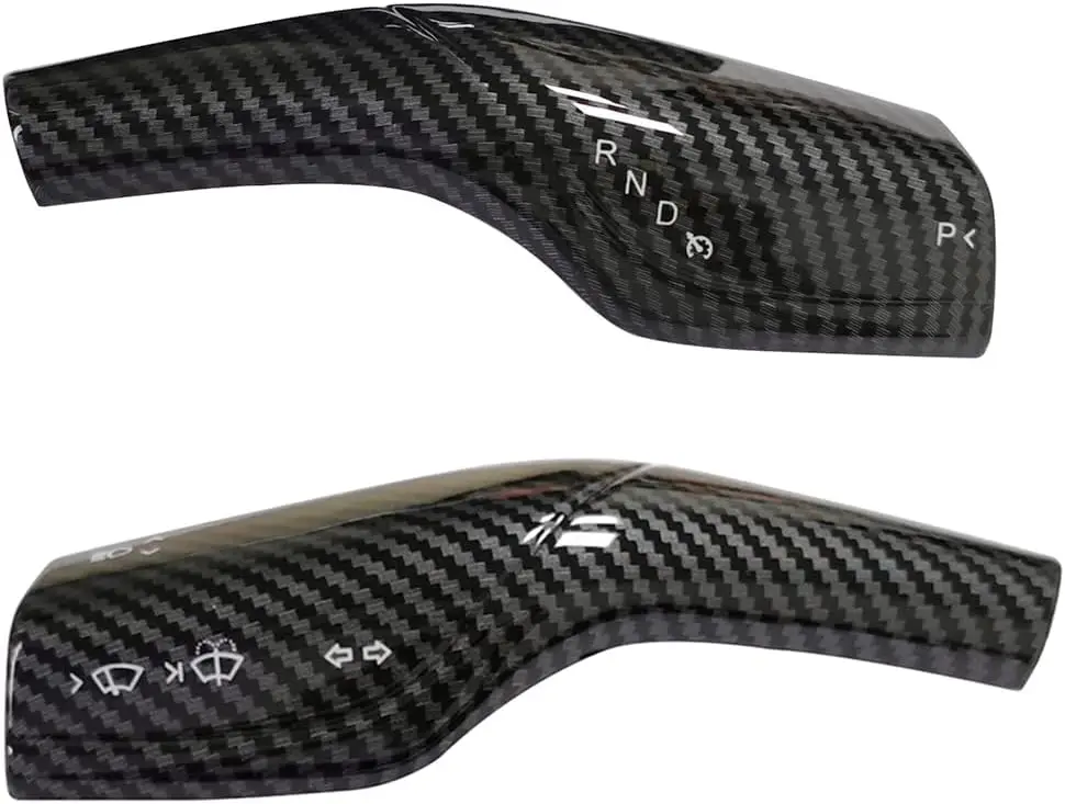 Compatible with Tesla Model 3 Model Y Column Gear Shift Cover Lever Steering Wheel Interior Protection Accessories (Carbon Fiber Pattern)