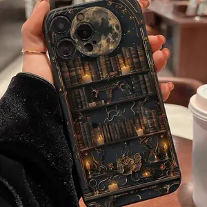 Vintage Book Pattern Phone Case, Creative Anti-drop Phone Protective Cover, Phone Accessory Compatible with iPhone, Cell Phone Case compatible with iPhone 17 16 15 14 13 12 11 X XS XR Pro Max Plus Air, Casing