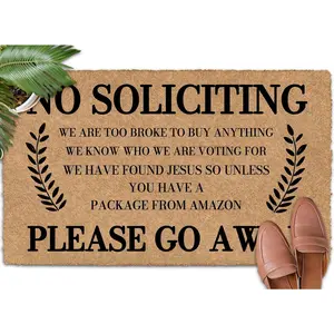 No Soliciting Please Go  30"x18" Keep Dirt Out with Rubber Door Mat Outdoors Outdoor Doormats for Front Door Winter Door Mat Outdoor Non Skid Rug