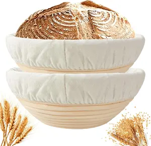 9 Inch Round Sourdough Proofing Basket Set of 2, Proofing Bowls for Artisan Bread Making, Ideal for Professionals and Home Bakers