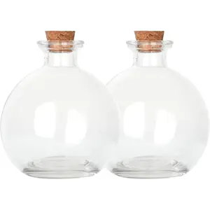 Decorative Glass Bottles with Cork Stopper (9 fl oz. Potion Bottles / 2 Pcs)