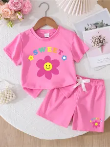 Capybara Girls' Summer 2-Piece Set - Short Sleeve Tee & Shorts Outfit | Soft & Comfortable Everyday Playwear for School, Parties & Outdoor Activities | Multi-Color Options, Ideal Holiday & Birthday Gift