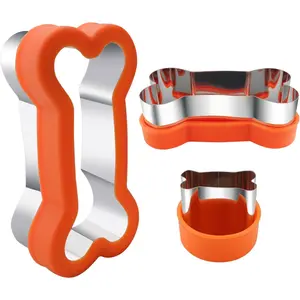 Dog Cookie Cutters Set 3 Piece-3 Different Sizes Of Dog,Bone,And Paw Print Cookie Mold For Homemade Treats,Cakes And Cookies